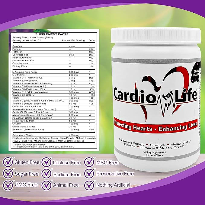 CardioForLife - 16 oz. Powder w/ AstraGin - Grape Flavor