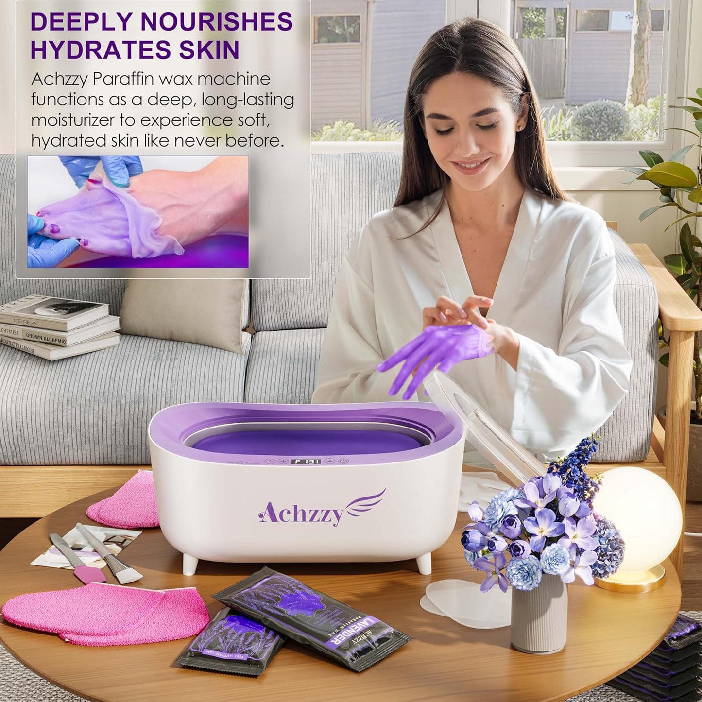 Paraffin Wax Machine for Hands and Feet, 5000ml Professional Wax Warmer with Temperature Control, Smart Heating, Stainless Steel Inner Pot, Moisturizing Hot Wax Bath with Refills for Skincare