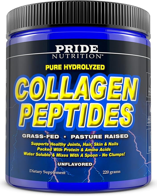 Collagen Peptides Powder - Grass Fed Pasture Raised Hydrolyzed Paleo and Keto Friendly Supplement - for Youthful Skin, Healthier Hair, Joints, Stronger Nails - GMO and Gluten Free