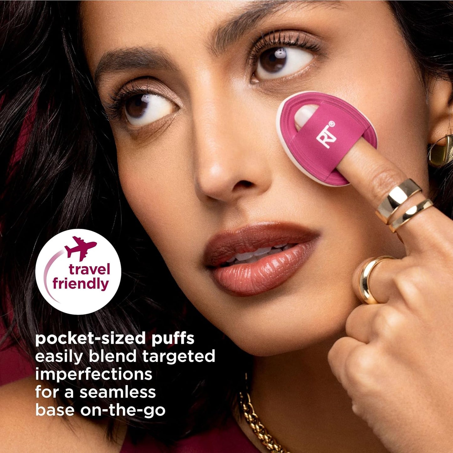 Real Techniques Cherry On Top Mini Marshmallow Puff Trio, Mini Makeup Puffs For Concealer & Foundation, Spot Correcting & Blending, Dry Use Beauty Sponge, Travel Size, Vegan & Cruelty-Free, 3 Count