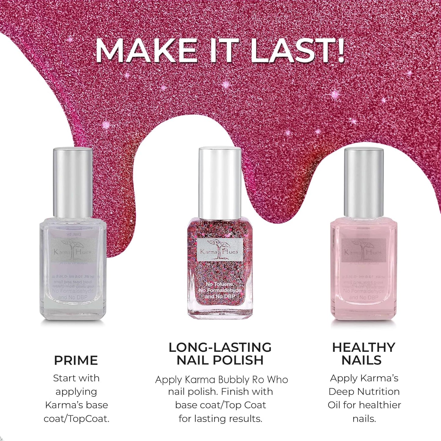 karma organic Natural Nail Polish, Vegan, and Cruelty-Free, No Toluene, No Formaldehyde, No DBP, and Free of TPHP, Bubbly Ro Who