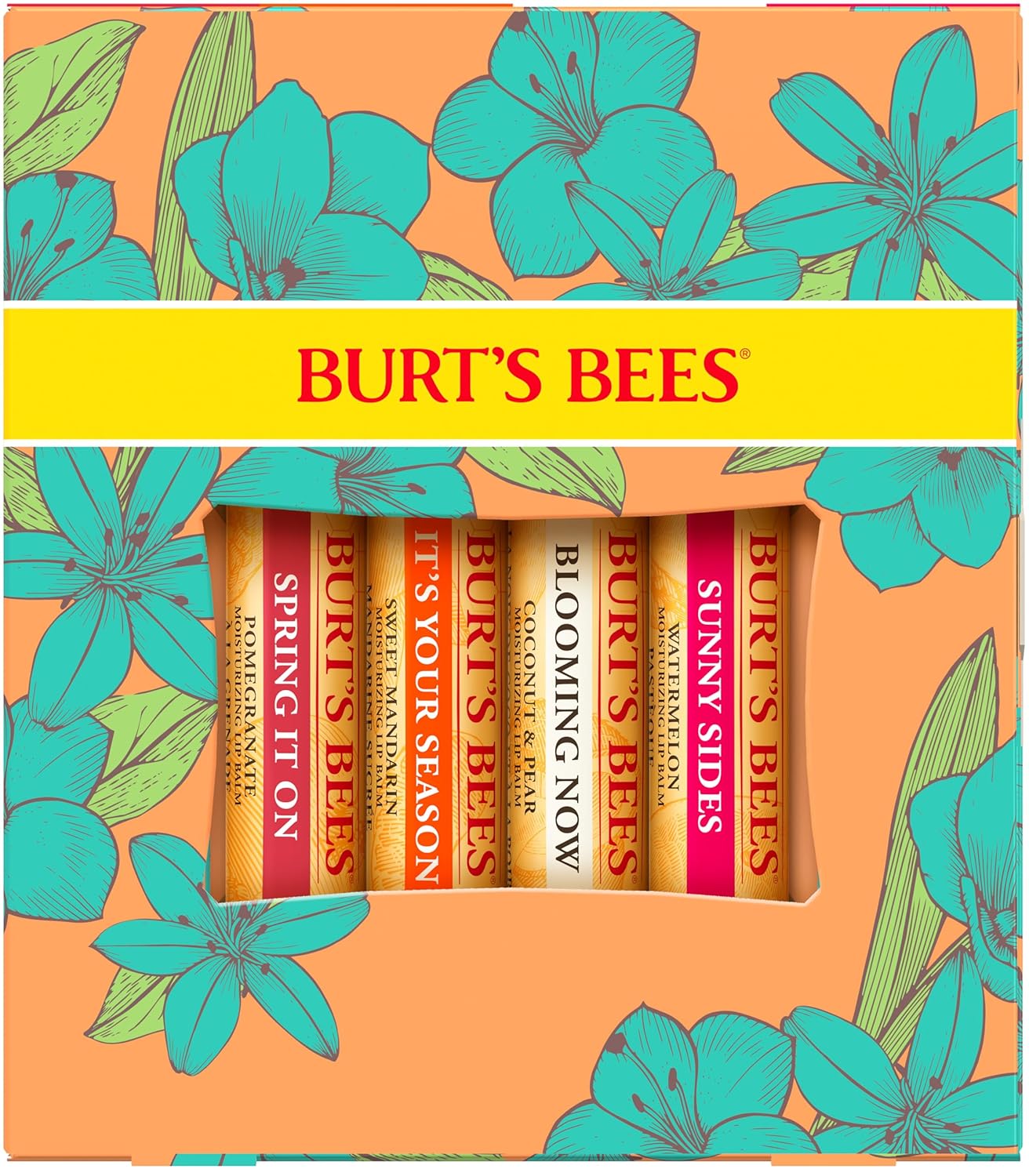 Burt's Bees Gifts Ideas - Just Picked Lip Balm Set, Pomegranate, Watermelon, Sweet Mandarin, Coconut & Pear, Natural Origin Lip Treatment, 4 Tubes, 0.15 oz.