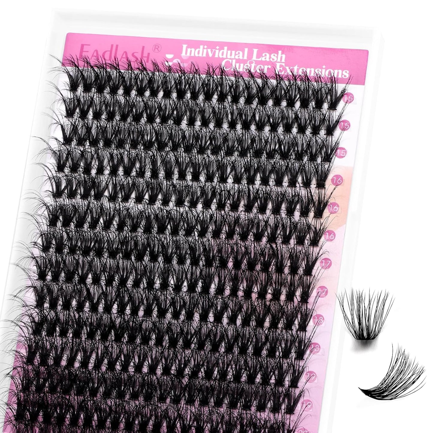 Lash Clusters 240pcs 40D 15-20mm Cluster Lashes Mixed Tray 3D Effect Volume Individual Lashes Cluster Eyelash Extensions Fluffy Soft D Curl DIY Lash Extension Kit at Home (40D-0.07-D,15-20mm)