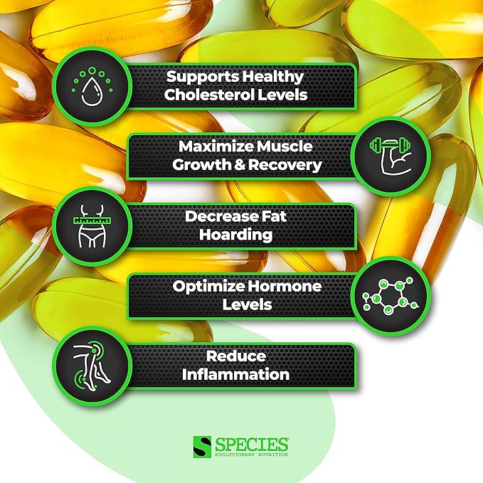 Species Nutrition Omegalyze Support Supplements, Essential Fatty Acid Formula, Supplement to Help Maximize Recovery, Omega 3,6 and 7 Formula,180 Capsules