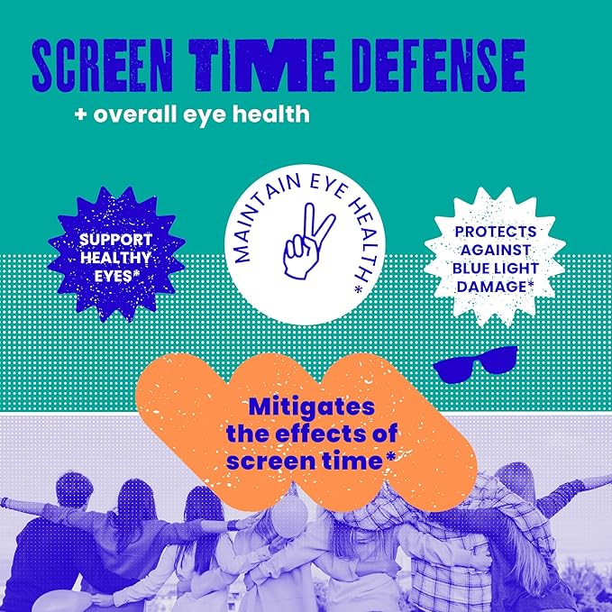 EYES+ Kids Gummy Vitamins - All Natural, Vegan Eye Vitamins for Kids & Teens - Vitamin A, Zinc, Lutein and Zeaxathin Gummies - Orange Flavor - 60/ct