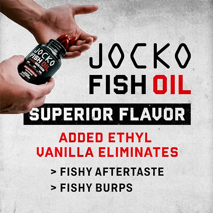 Jocko Fuel Omega 3 Fish Oil Supplement - Burpless Fish Oil 2000mg Omega 3 Fatty Acid Supplement Powerful Antioxidant with Astaxanthin - Supports Brain, Heart, & Mood (60 Capsules) (30 Day Supply)