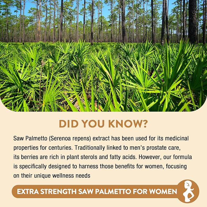 Saw Palmetto for Women Hair Loss - DHT Blocker with 5-in-1 Blend for Hair Growth, Skin & Nails, Urinary Wellness - Extra Strength Saw Palmetto Supplement - 180 Capsules