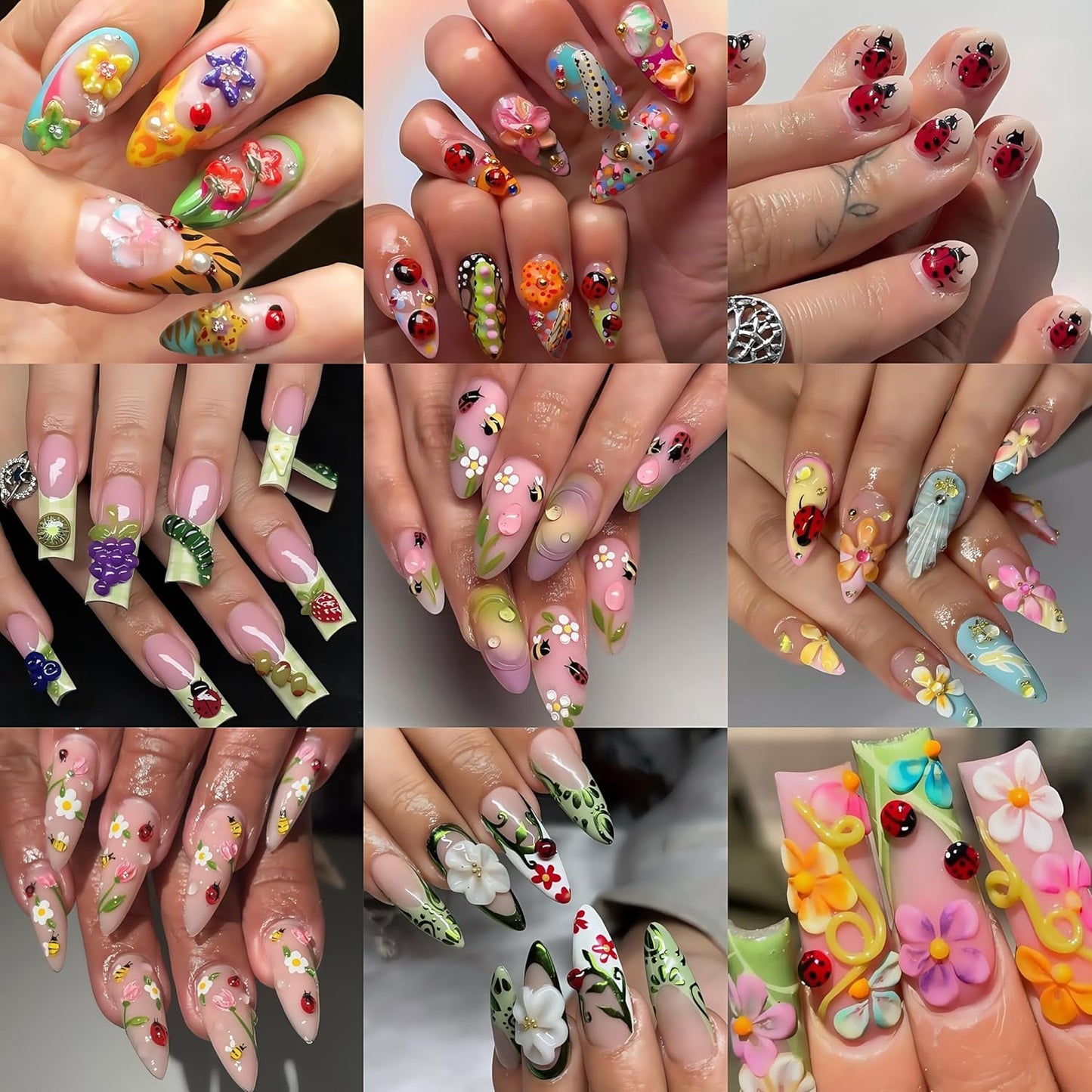 3 Sheets Ladybug Nail Art Stickers 5D Embossed Ladybug Self-Adhesive Nail Decals Mixed Design Ladybugs Summer Nail Decals for Nail Art Nail Decoration Nail Accessories for Women DIY Manicure Supplies