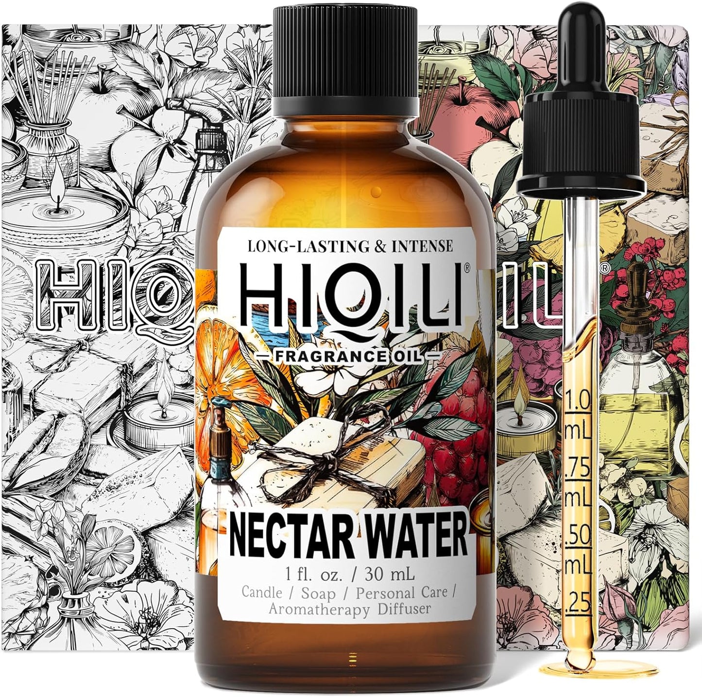 HIQILI Nectar Water Fragrance Oil for Diffuser, Jasmine & Osmanthus Scents, Candle, Soap, Perfume Making, White Floral Long Lasting Aroma - 1 Fl Oz