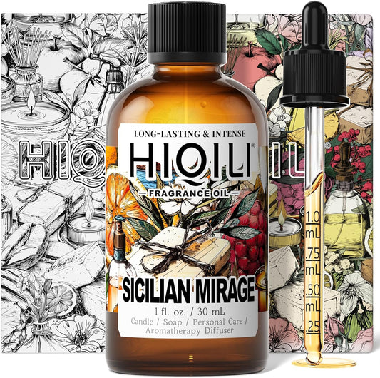 HIQILI Sicilian Mirage Fragrance Oil - Inspired by D.G-bana D-olce, Premium Oil for Candle & Hair Perfume Making, Personal Care Scenting, Luxury Scents - 1Fl Oz
