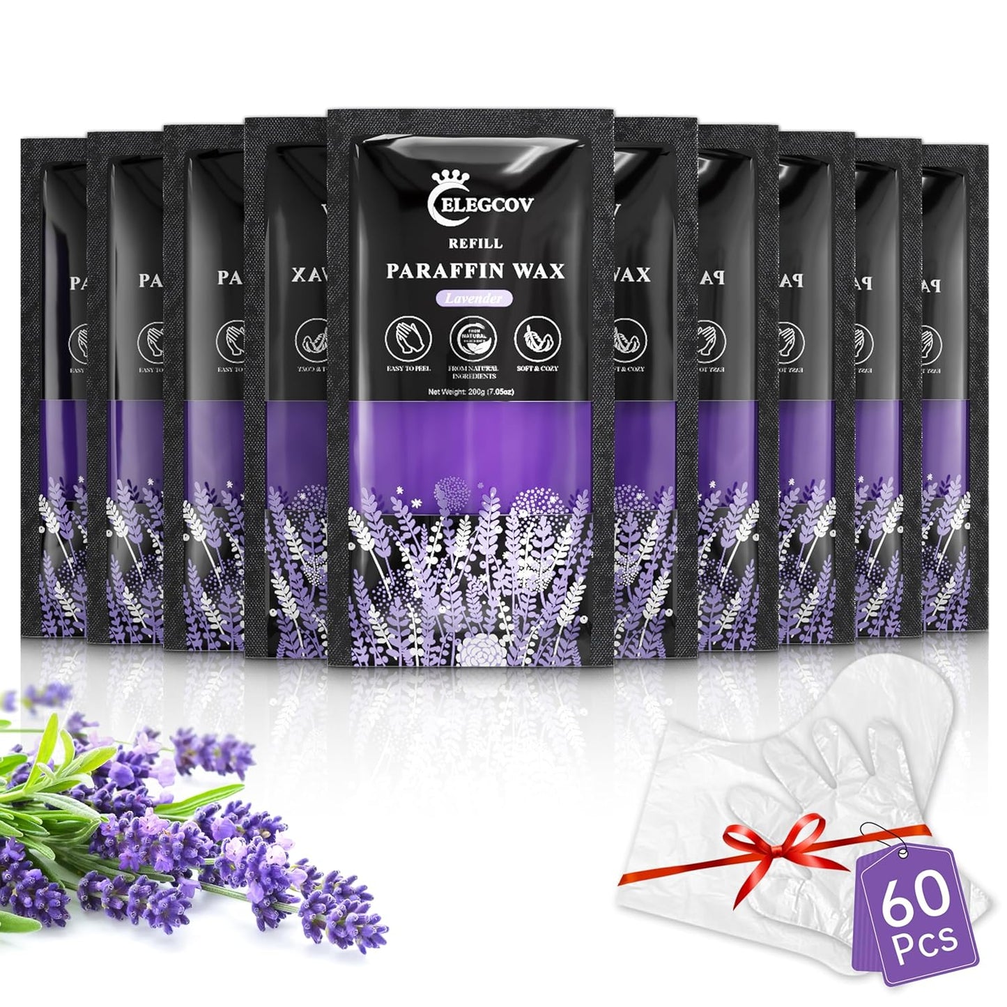 Paraffin Wax Refills-10 Pack Lavender Scented Paraffin Wax for Hand and Feet, Parrafin Wax Bath Blocks for Wax Machine, Relieves Muscle Fatigue, Deeply Hydrates, Moisturizes and Nourishes
