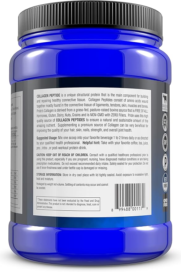 Collagen Peptides Powder - Grass Fed Pasture Raised Hydrolyzed Paleo and Keto Protein Supplement - for Youthful Skin, Healthier Hair, Joints, Stronger Nails - GMO and Gluten Free