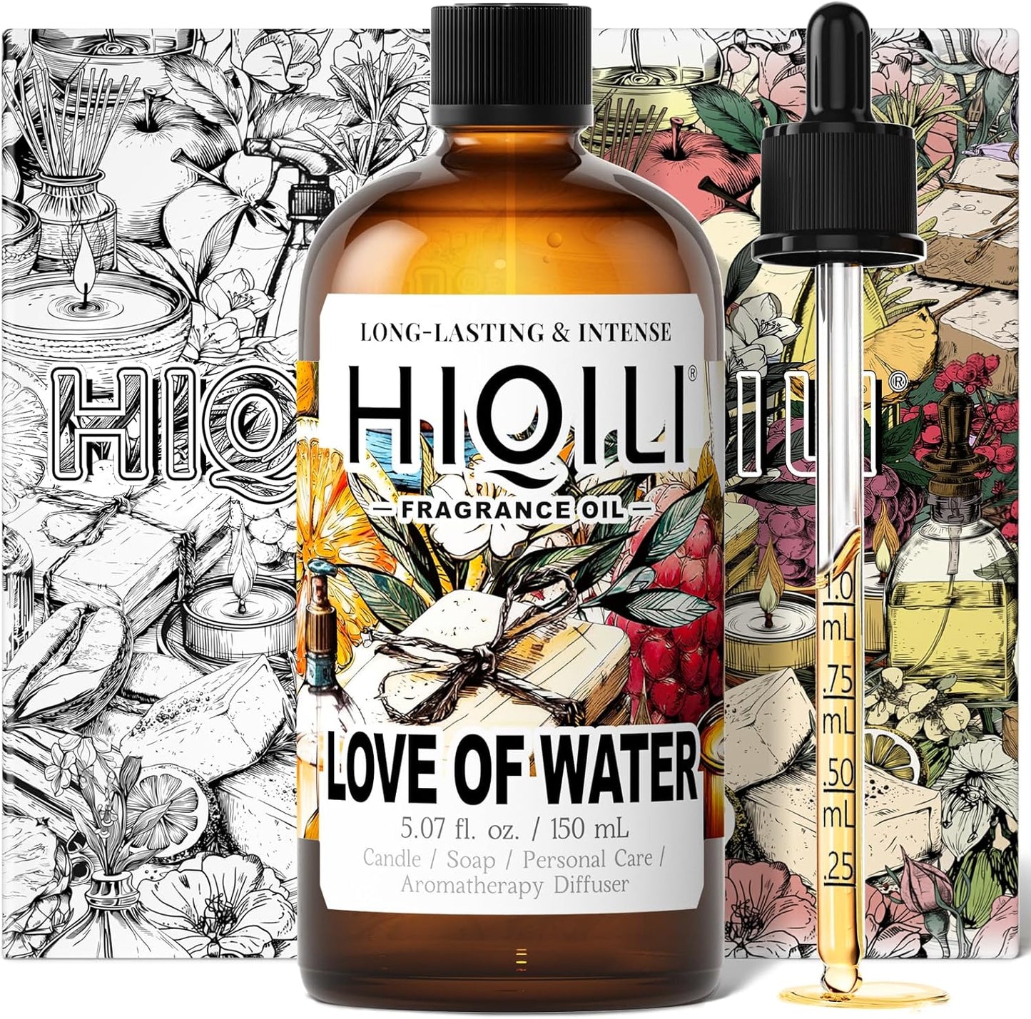 HIQILI Love of Water Fragrance Oil for Aromatherapy Diffuser, Inspired by Kenz. o's L'Eau, Great for Making Scented Candles, Bath Soaps, More DIY Projects - 5.07 Fl Oz