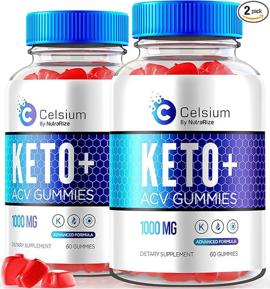 (2 Pack) Celsium Keto ACV Gummies, Celsium Keto + ACV Advanced Formula, Celsius Keto Plus 1000MG Apple Cider Vinegar, All-Natural Keto Official, Celsium Dietary Supplement, Reviews (120 Gummies)
