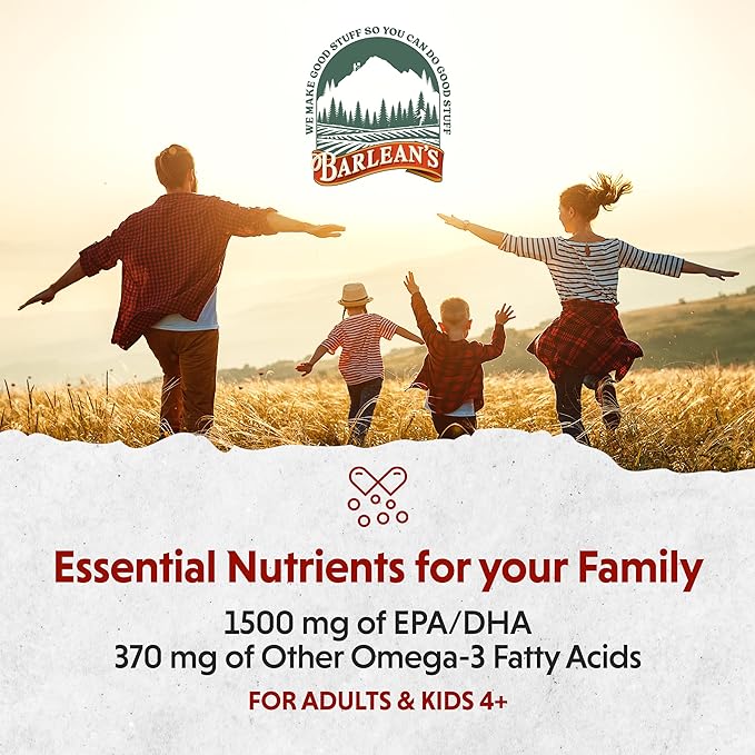 Barlean's Key Lime Pie High Potency Omega 3 Fish Oil Liquid Supplement, 1500mg of EPA& DHA Fatty Acid, Smoothie Flavored & Burpless for Brain, Joint, & Heart Health, 8 oz