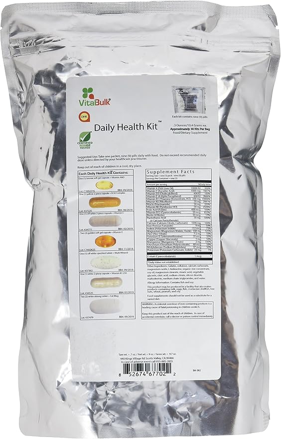 Vital Bulk Daily Health Kit Packet Multivitamin & Mineral Supplements 30 Count Bag