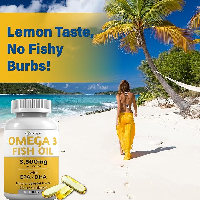 Omega 3 Fatty Acid Supplements. Burpless Fish Oil 3000mg High EPA DHA for Women & Men. Odorless, No Burp, Mercury Free Omega 3 Capsules.