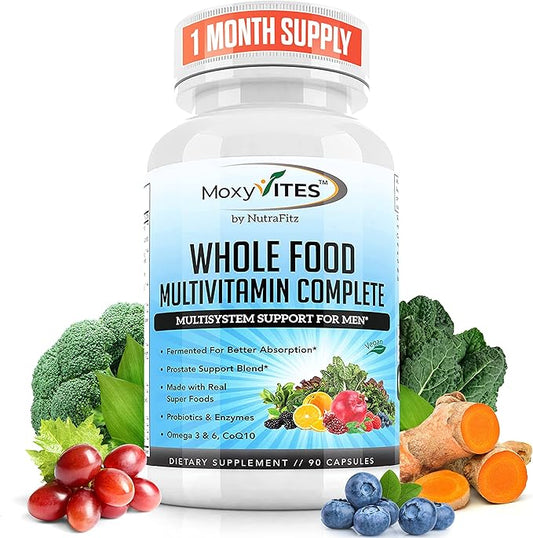 Mens Multivitamins - Daily Mens Vitamins with 44 Organic Whole Food - Multivitamin for Men with Iron & Fermented Nutrients - Vegan Daily Vitamin for Men with B-Complex, Probiotics, Omegas