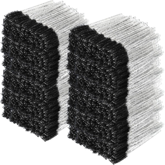 Skylety 1000 Pcs Disposable Mascara Wands Bulk Mascara Eyelash Brush Spoolies Makeup Applicator Eyelash Wands for Eye Lash Extension, Eyebrow Comb, 3.9 x 0.2 x 0.3 Inch (Black,Glitter)
