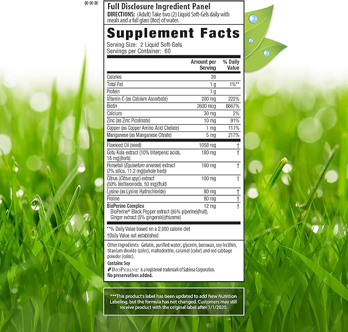 Irwin Naturals Longer, Stronger Hair and Nails - 120 Liquid Softgels - Promotes Vibrant Shine Texture & Strength - 60 Total Servings